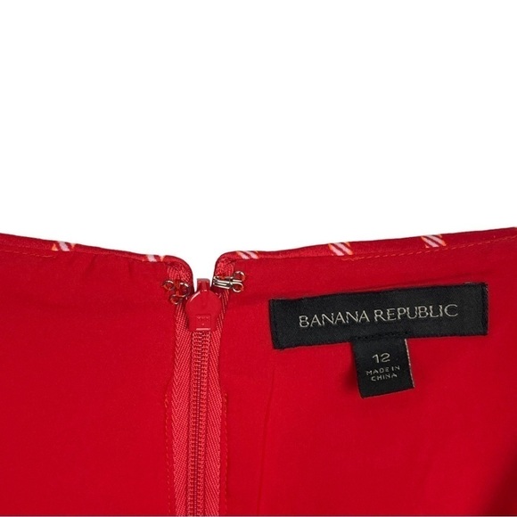 BANANA REPUBLIC STRIPED RED SQUARE NECK SPAGHETTI STRAP HANDKERCHIEF HEM DRESS - Picture 11 of 14